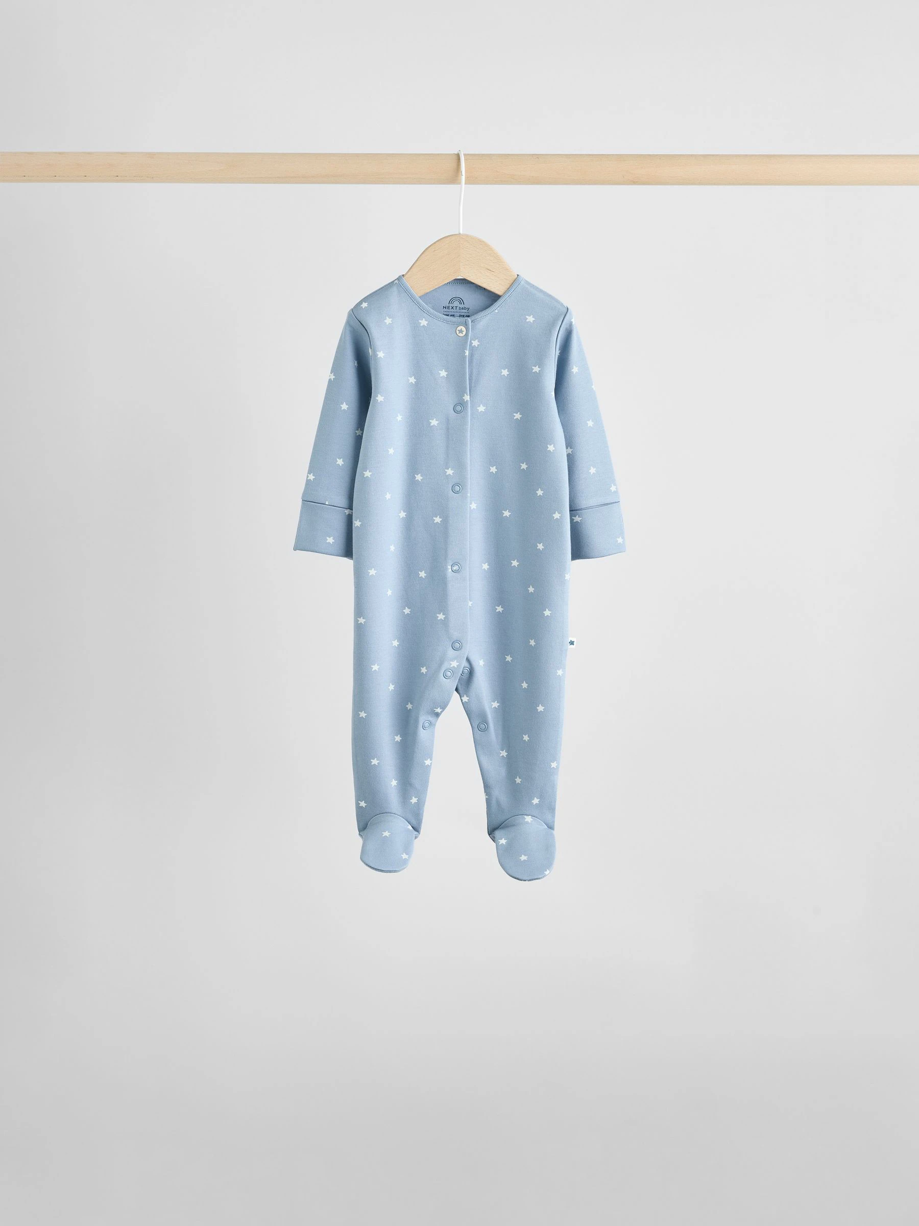 Blauw - Baby Popper Sleepsuits 7 Pack (0mths-2yrs)
