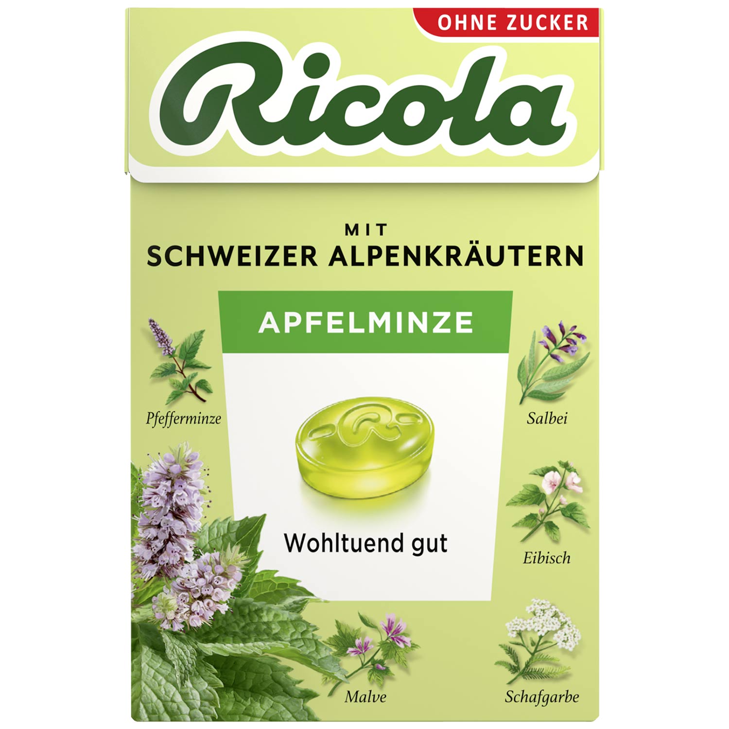 Ricola Apfelminze Bonbon Zuckerfrei, 20 x 50g MHD:31.3.26