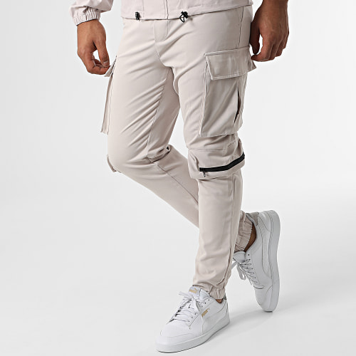 Ensemble Veste Zippée Et Pantalon Cargo AB326 Beige