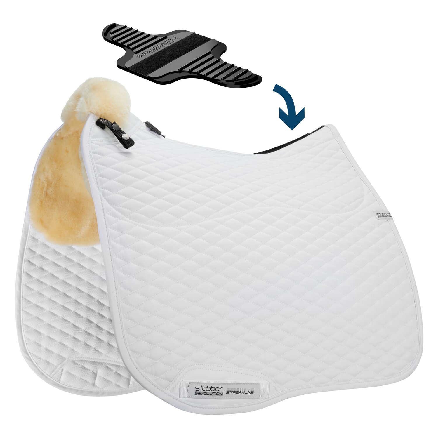 Stübben Lammfell-Schabracke Streamline  - weiß - Warmblut/Dressur
