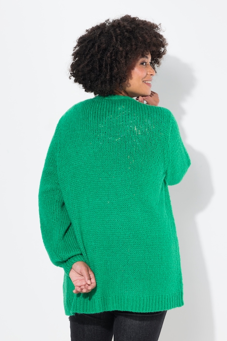 Strickjacke, Straight Fit, Ballonärmel