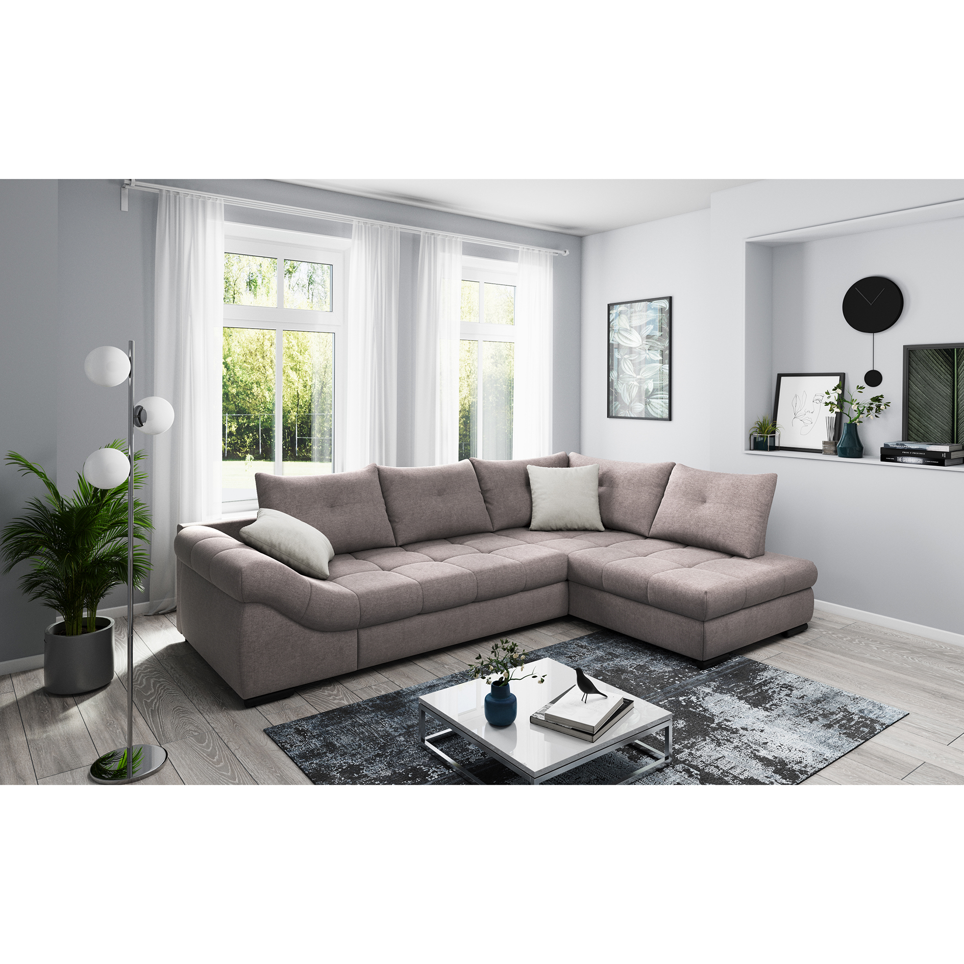 Ecksofa - stone - Liegefunktion