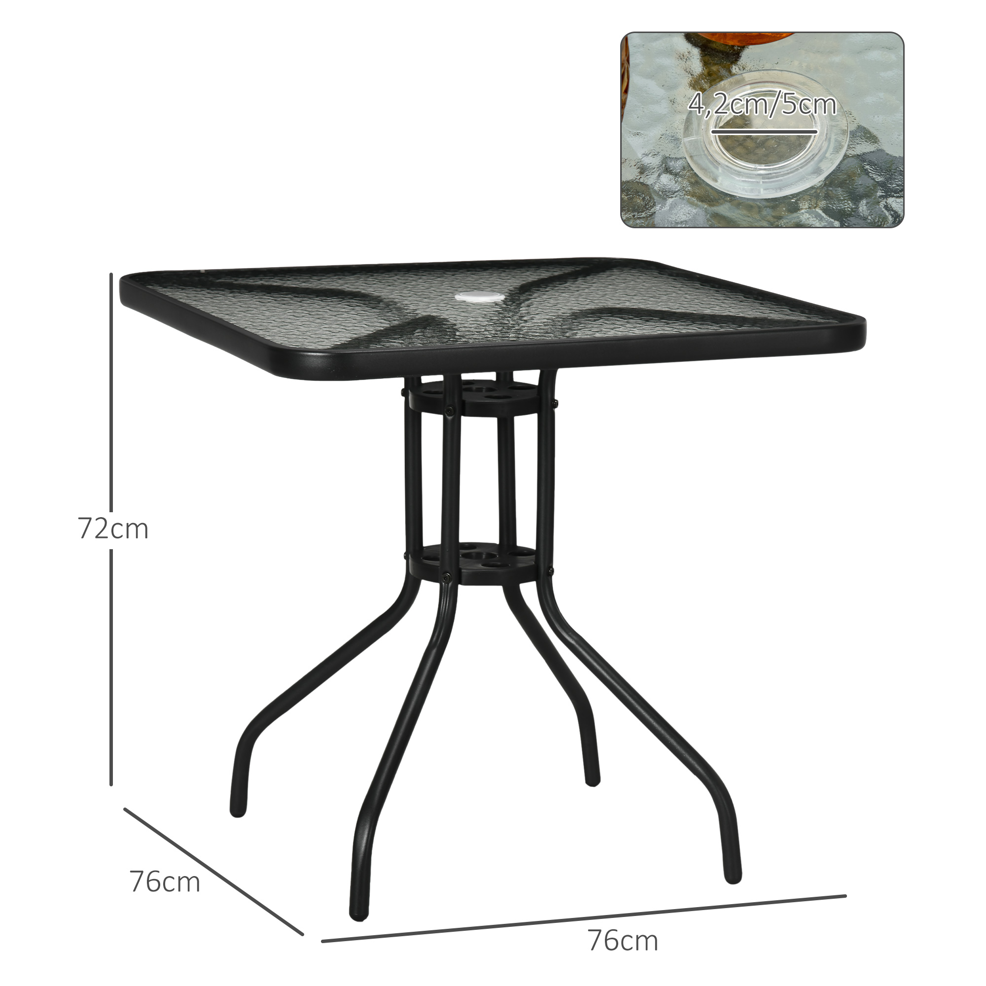 Mesa de jardim preta Outsunny