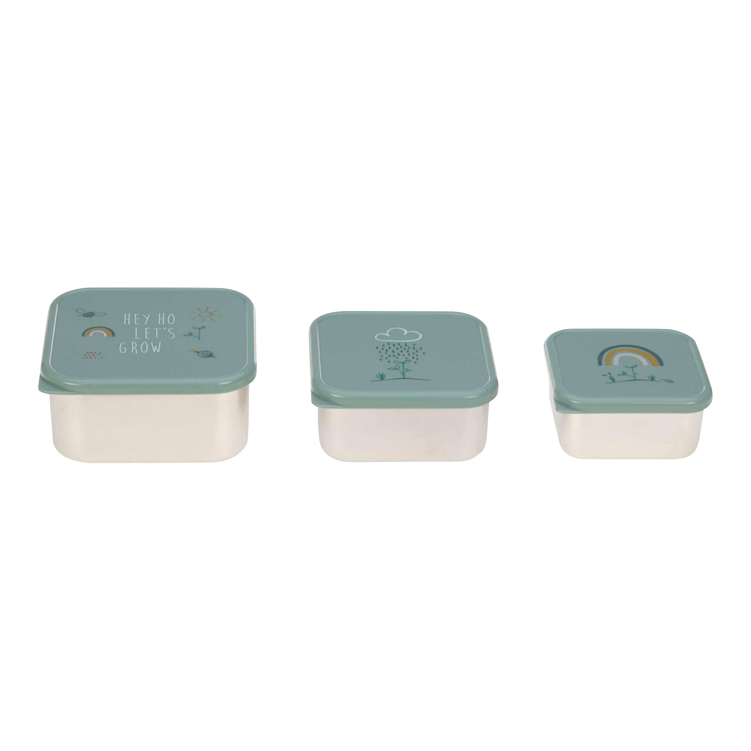 Lässig 3er-Set Brotdosen aus Edelstahl grün / Garden Explorer