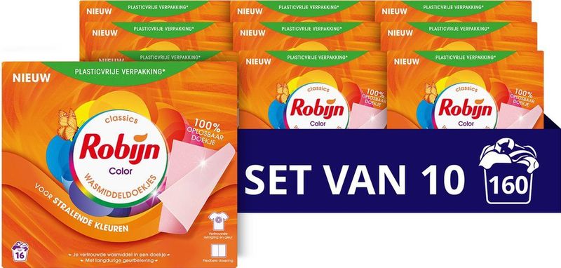 Robijn - Classics Color - Wasmiddeldoekjes - 100 Stuks - Plasticvrij