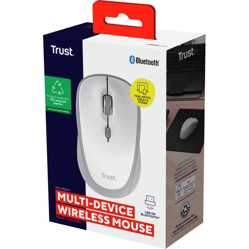 Trust Yvi+ souris Universel Ambidextre RF sans fil + Bluetooth Optique 1600 DPI