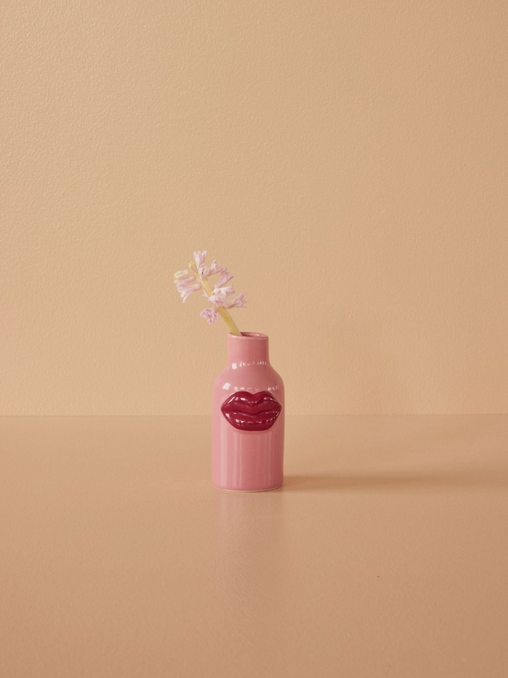 Rice - Ceramic Vase with Lips Ekstra Small Pink