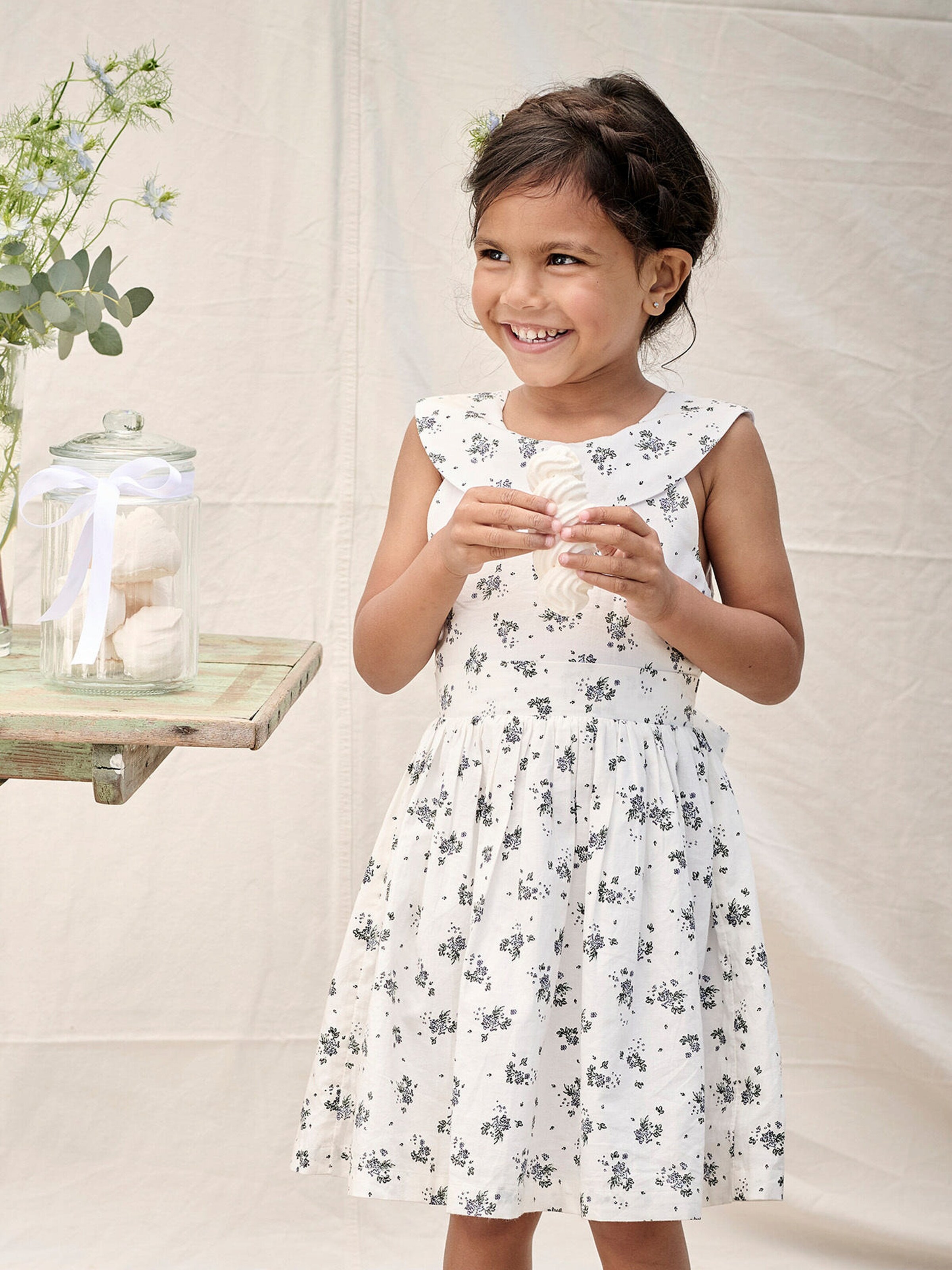 Vertbaudet Festliches Mädchen Kleid mit Blumenprint weiß