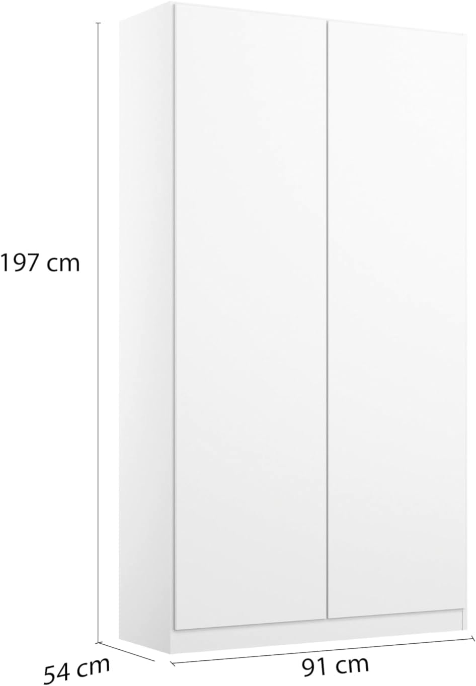 Rauch Möbel Nidda, Drehtürenschrank, Kleiderschrank weiß, Kleiderschränke, Garderobe, Schrank mit Stauraum, 2-türig, grifflos mit Push-to-Open-Funktion, Farbe Alpinweiß, 91x197x54cm