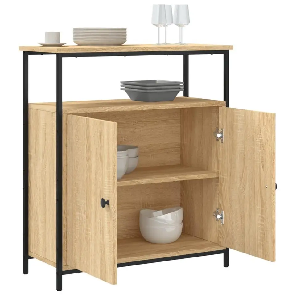 vidaXL - Dressoir met 1 plank 2 deuren - Sonoma eiken - Hout -70x30x80 cm