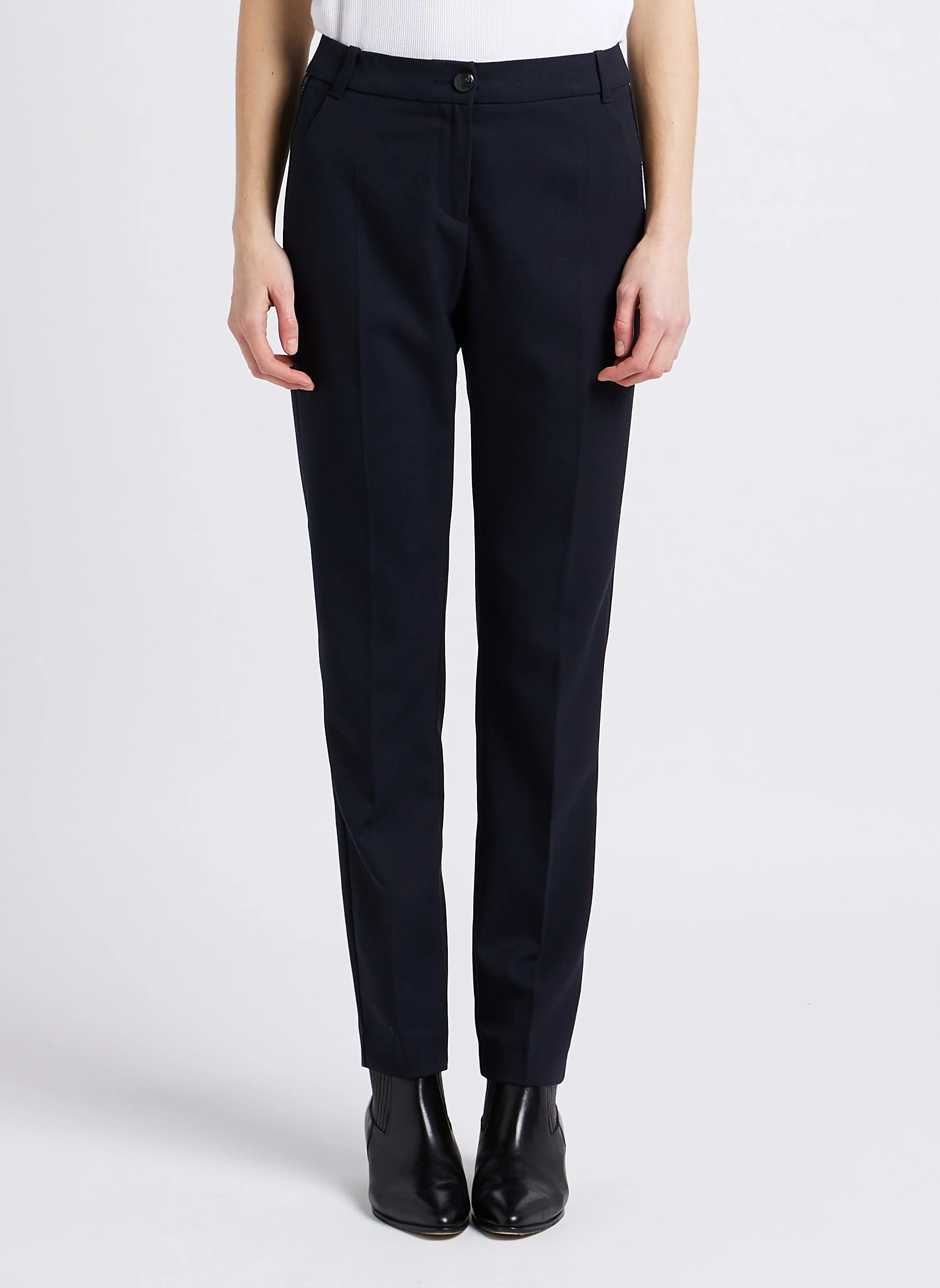 Pantalon à pinces carotte taille haute | Bleu