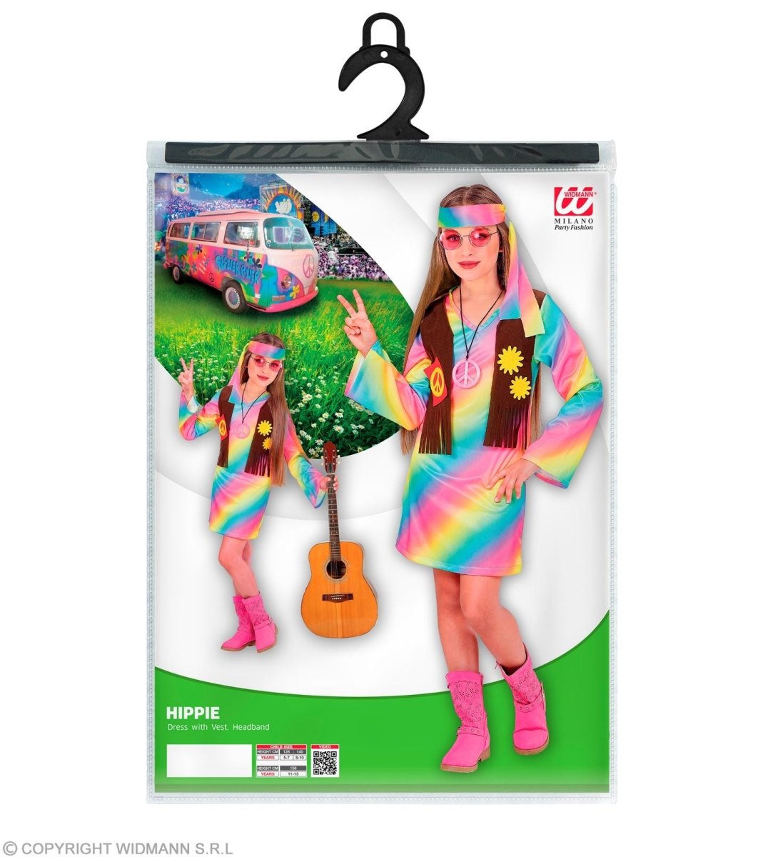 Hippie 60S Jurk Meisje 3 delig