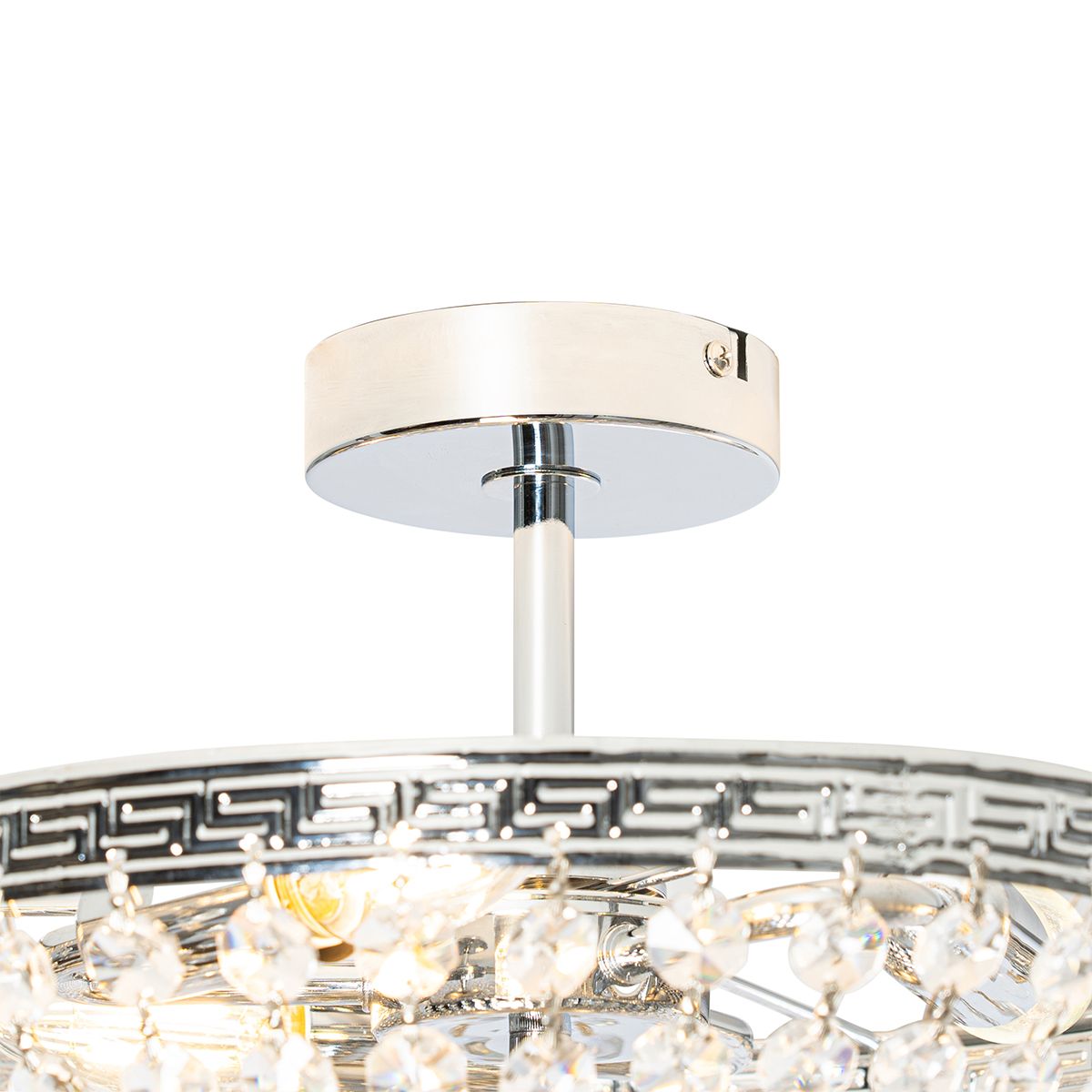 Klassieke plafondlamp staal met kristal 3-lichts - Mondrian