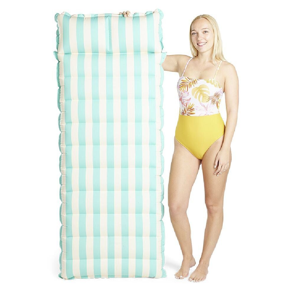 Matelas gonflable toucher doux effet peau de pêche bleu ou rose 168x66xH17cm