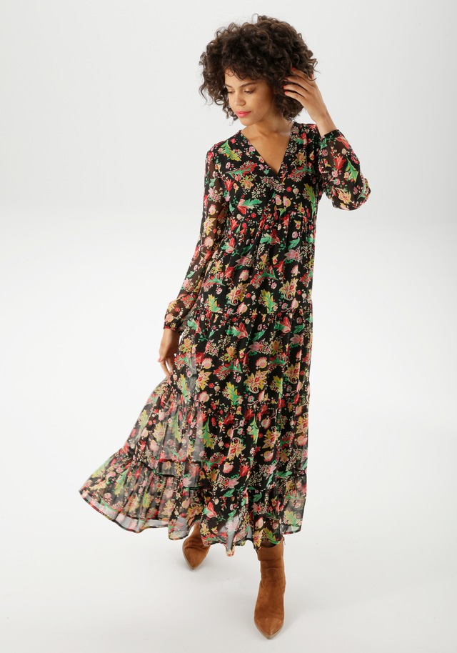Aniston CASUAL Maxikleid mit farbenfrohem Blumendruck - jedes Teil ein Unikat - NEUE KOLLEKTION