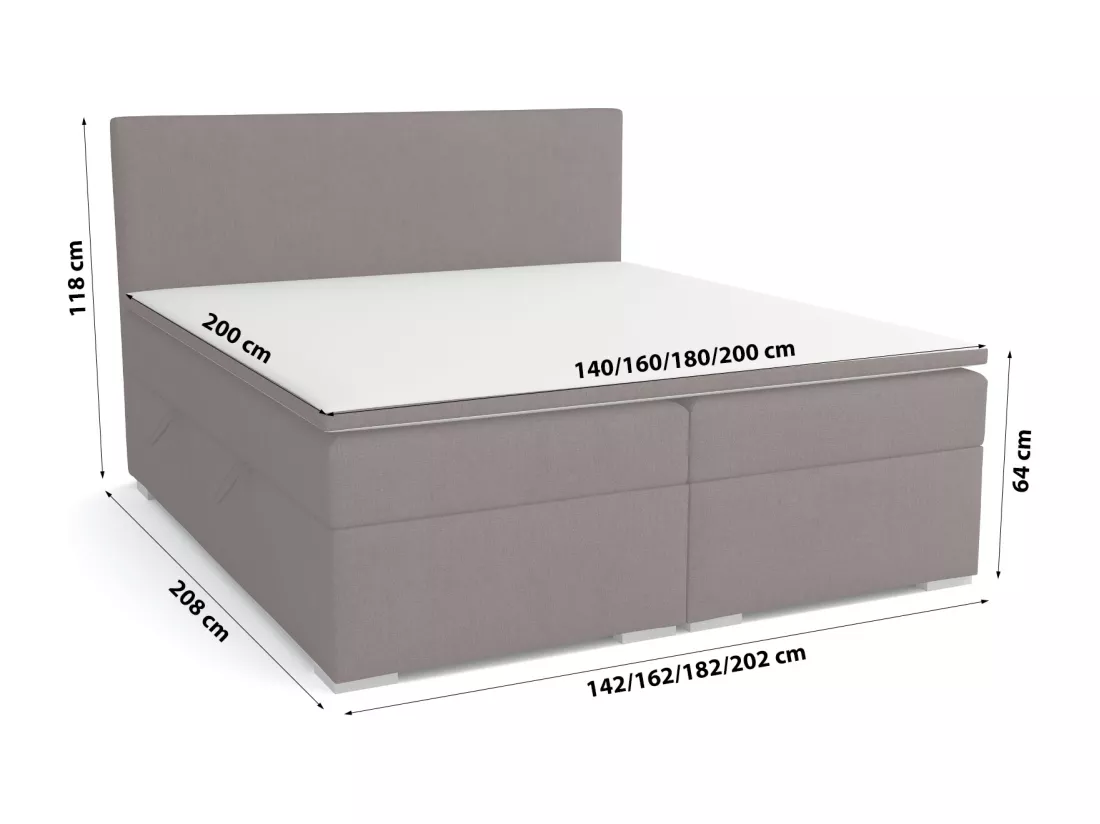 LIT BOXSPRING avec surmatelas Ennis 160x200 cm, Lux 13 (Brun foncé)