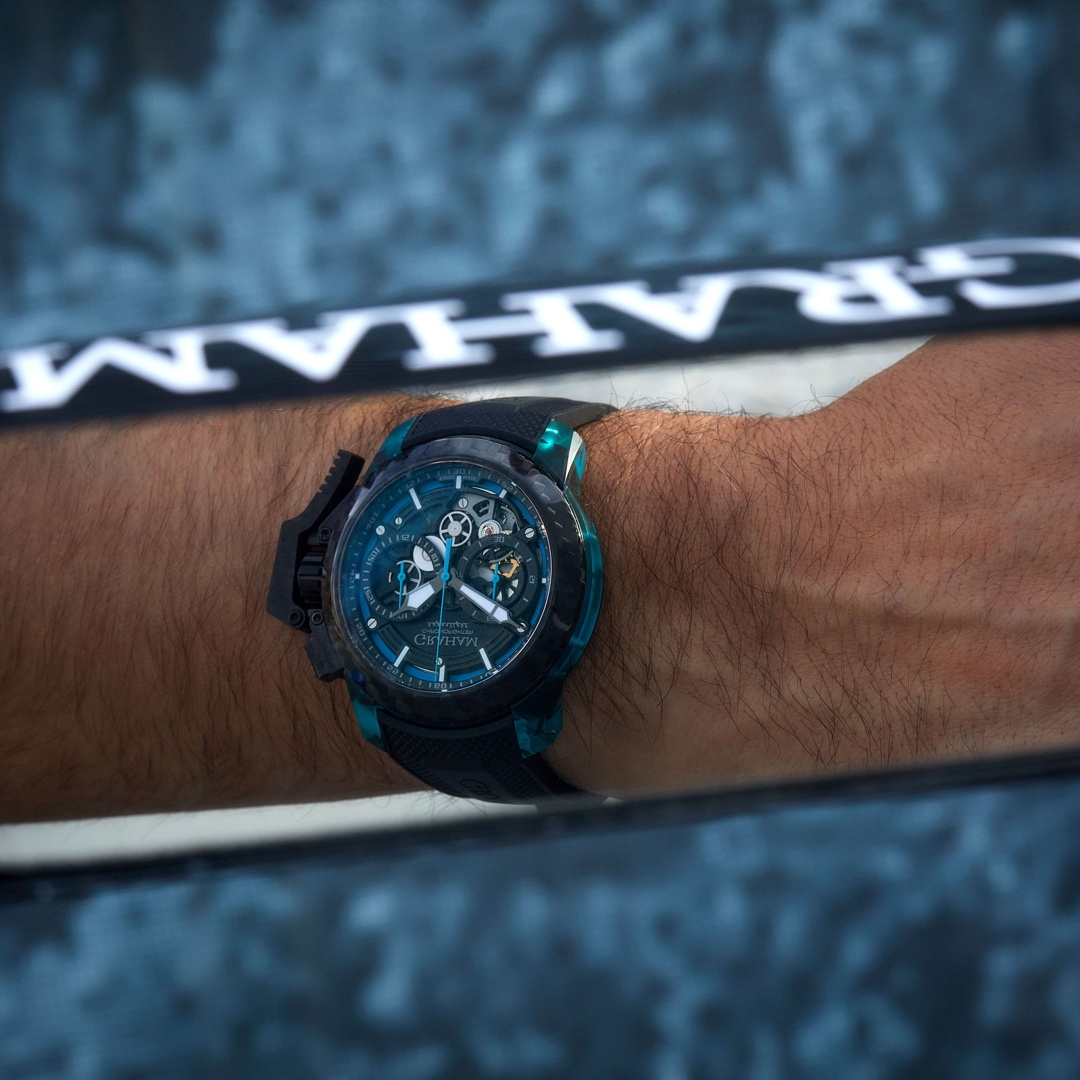 Graham Chronofighter Superlight Carbon Skeleton - Translucent Blue