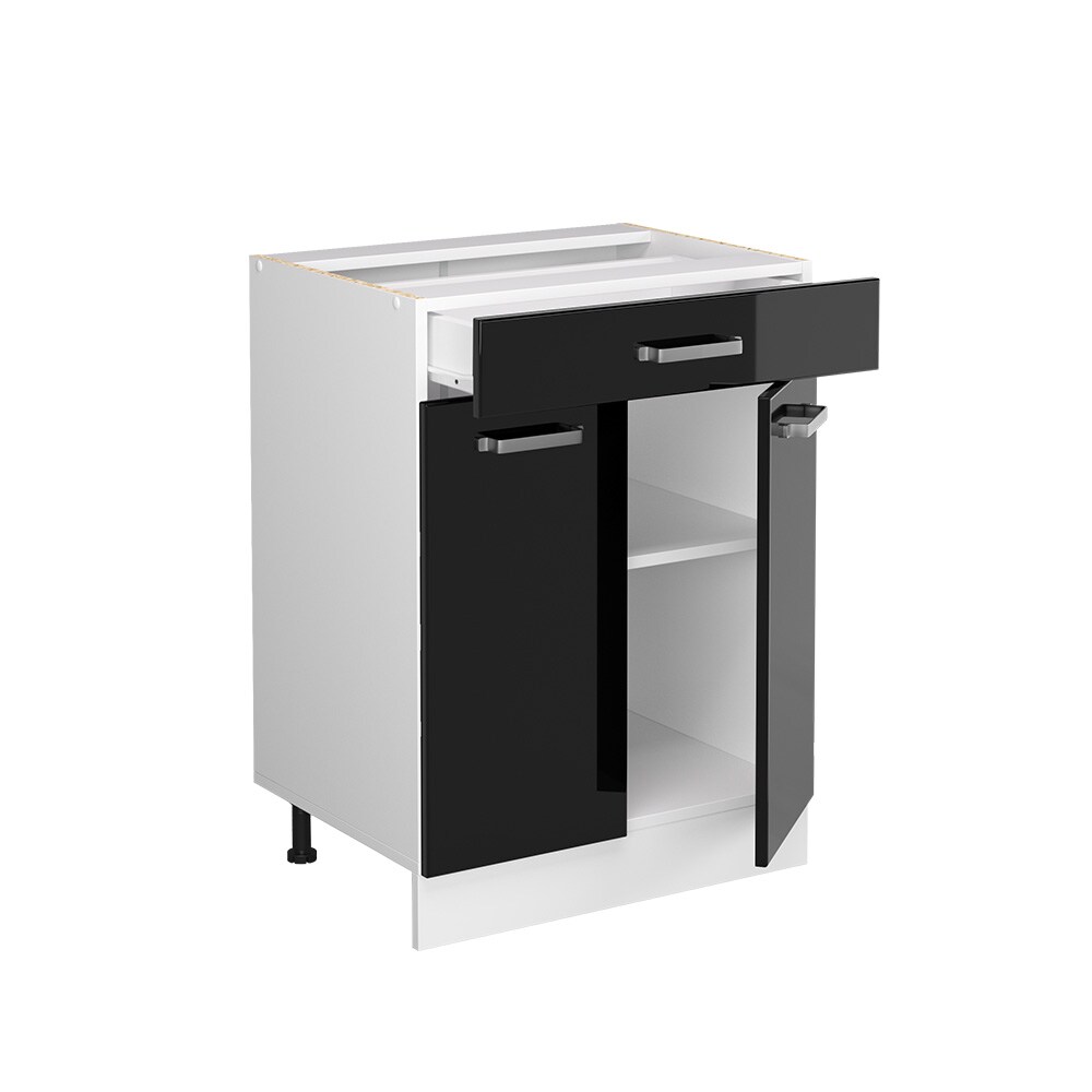Vicco Schubunterschrank Küchenschrank R-Line Solid Weiß Schwarz 60 cm modern