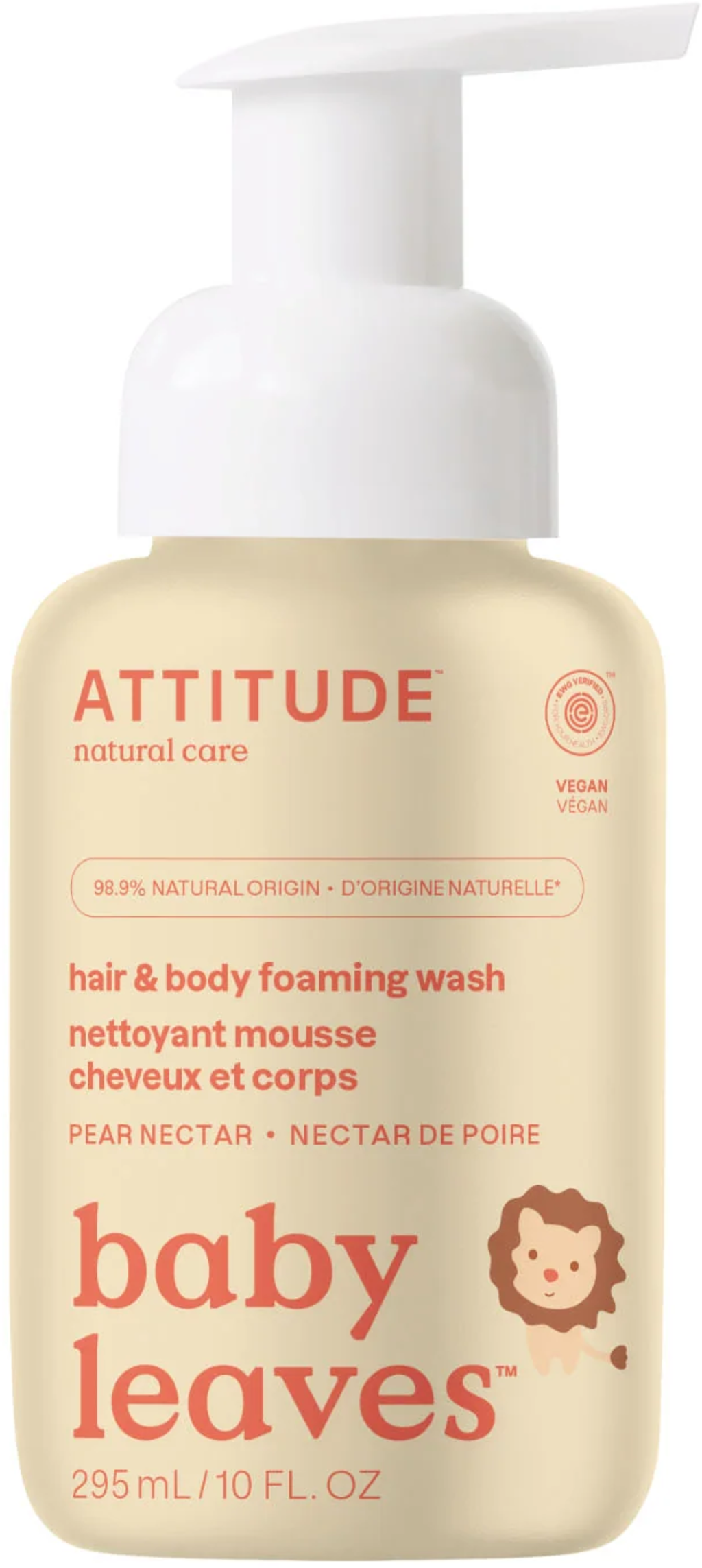 ATTITUDE  baby leaves 2in1 Hair & Body Foaming Wash, Pear Nectar (295 ml)