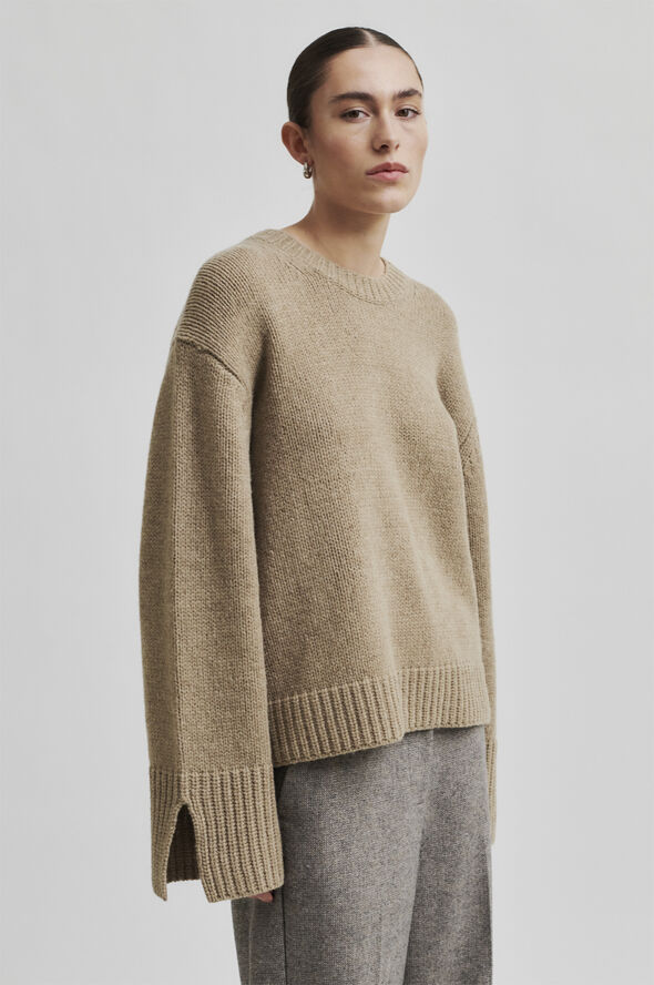 Second Female Cler Wool Knit O-Neck Laurel oak