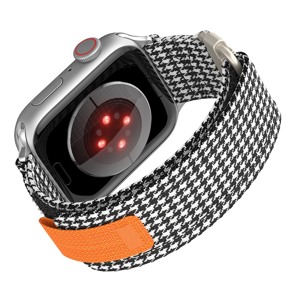 Apple Watch (49/46/45/44 mm) Nylon Armband mit Klettverschluss (Gelenkumfang: 135 - 220 mm) - Houndstooth / Orange
