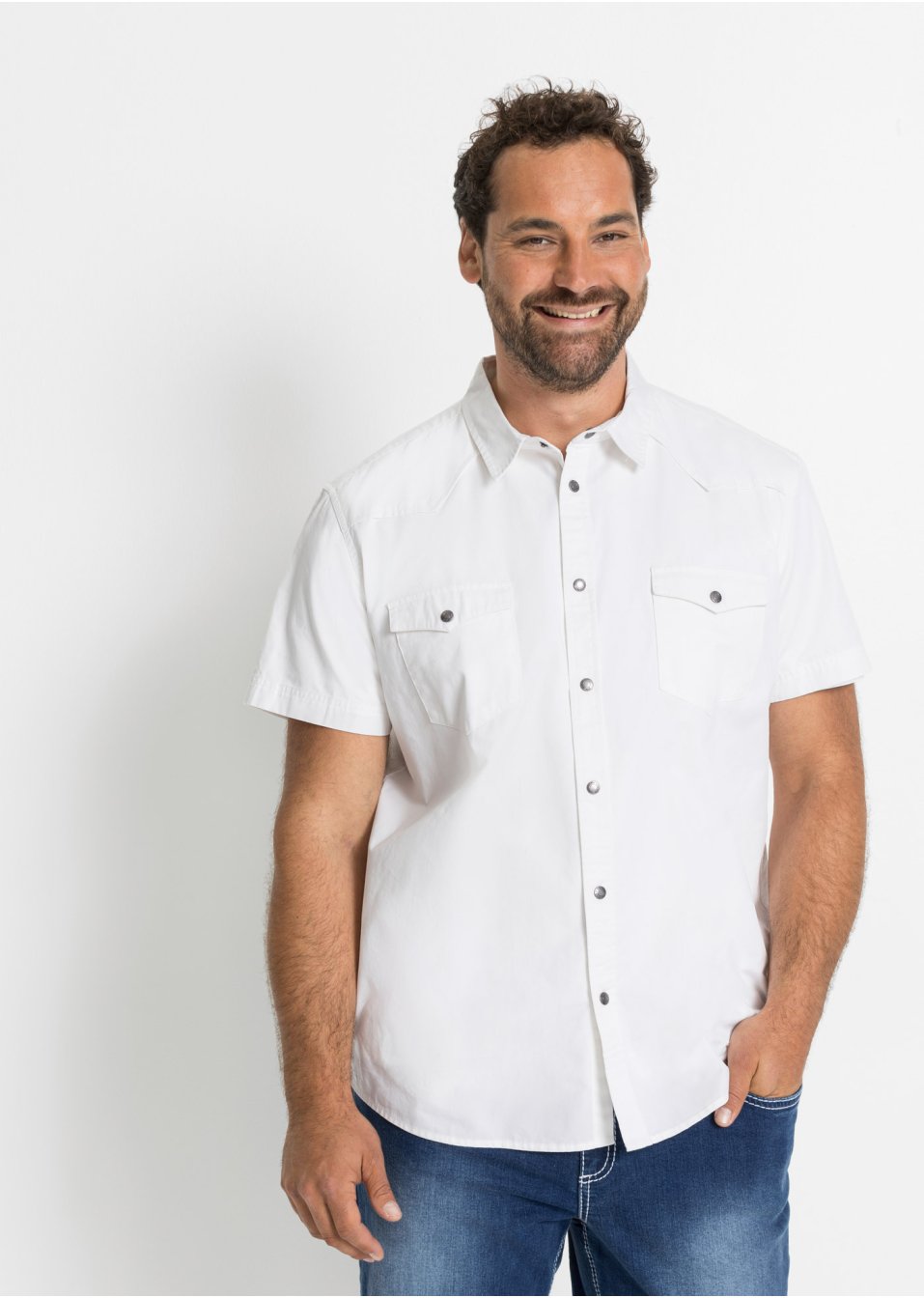 Lot de 2 chemises en jean, Slim Fit, manches courtes