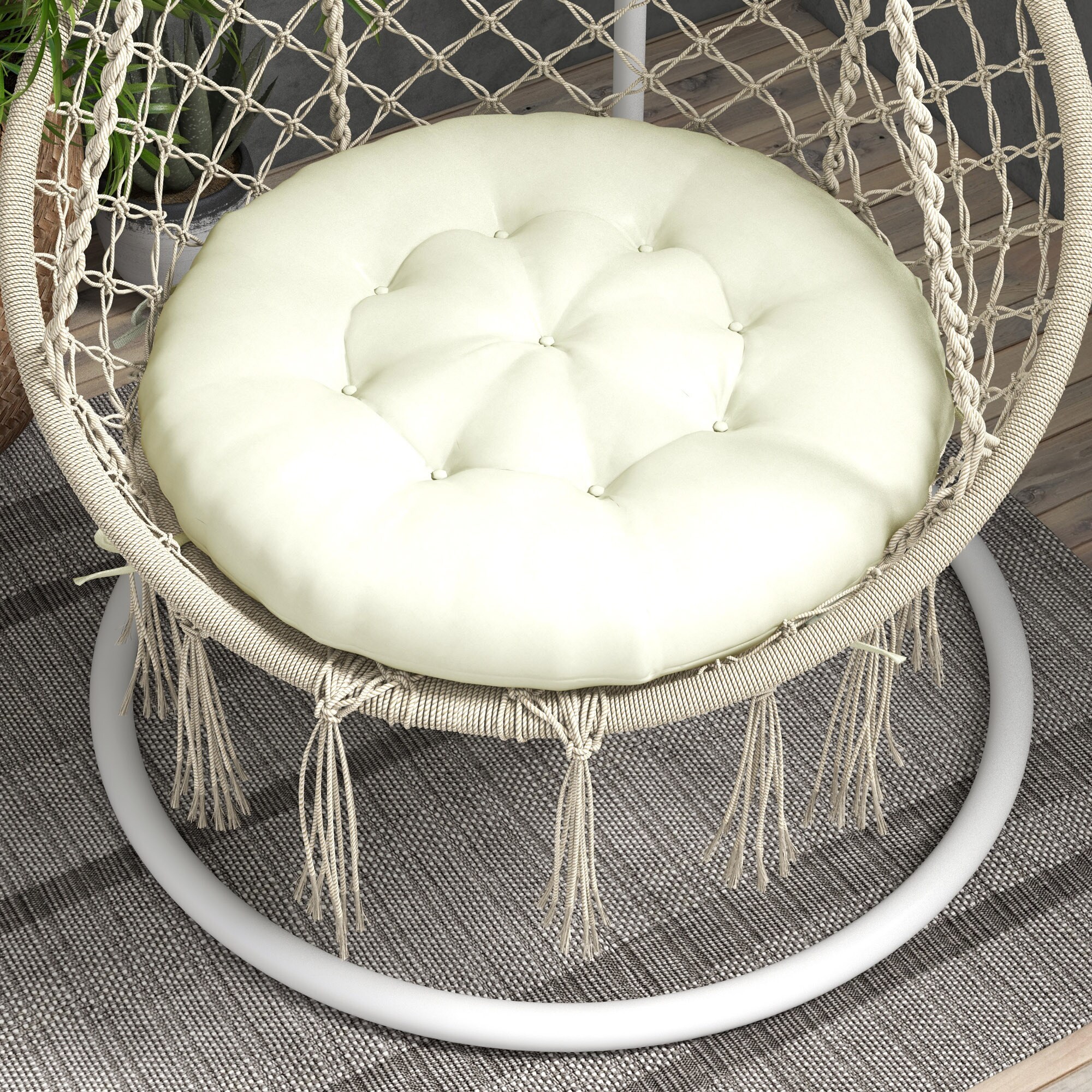 Outsunny Sitzkissen mit 10 cm dicker Polsterung beige Ø80 x 10H cm