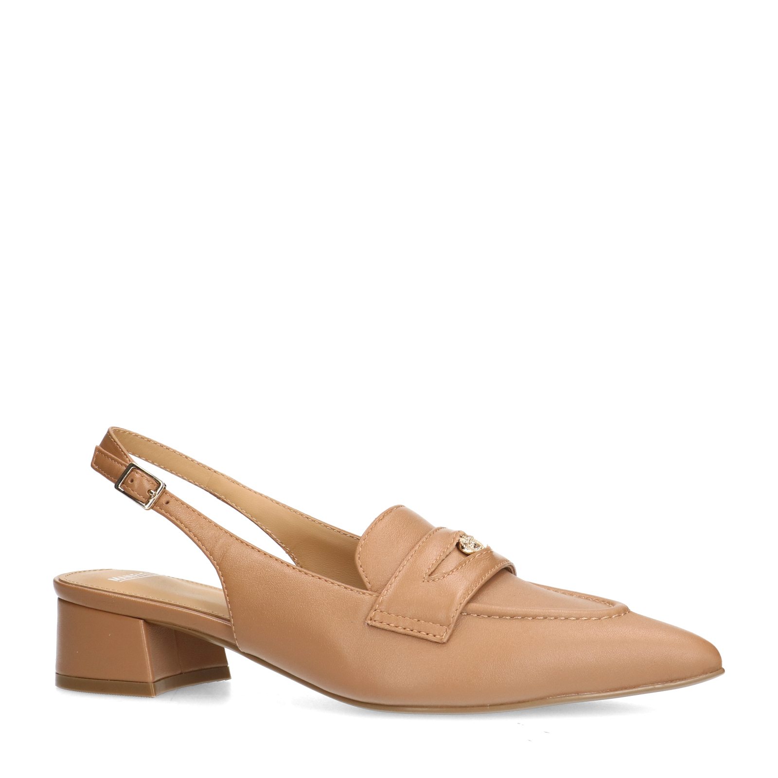 Taupe leren slingbacks