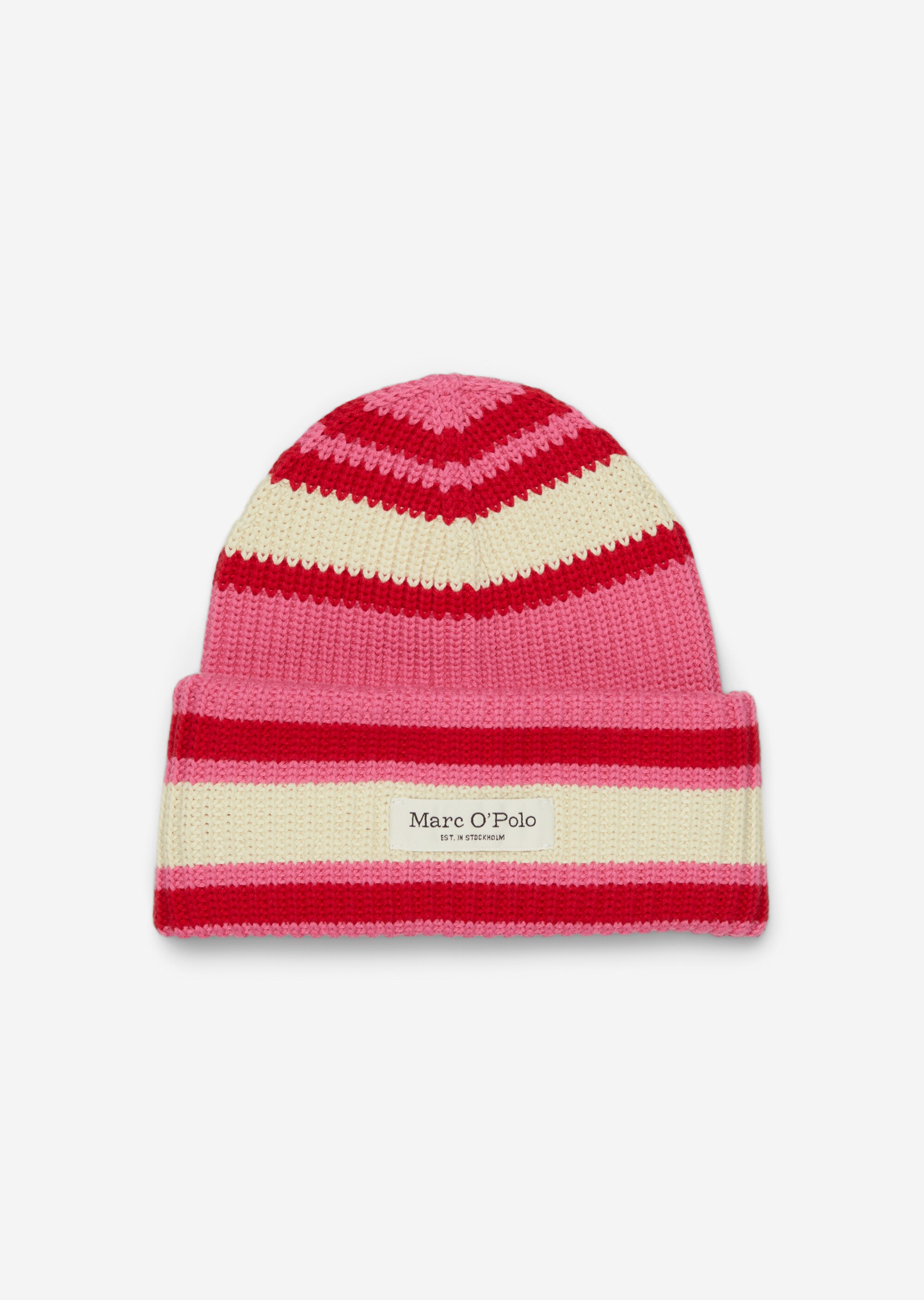Gestreifte Strickmütze aus Bio-Baumwolle