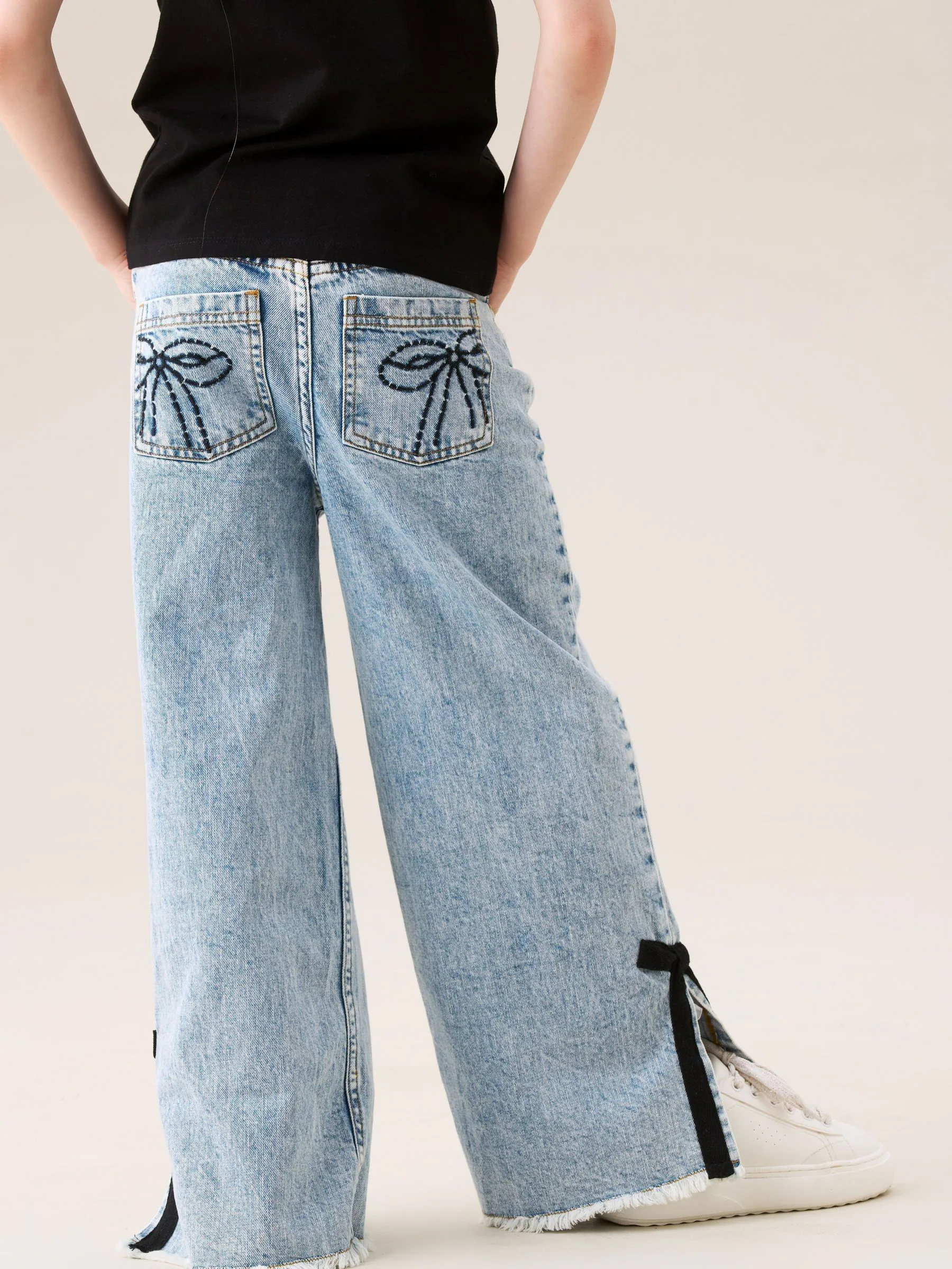 Angel & Rocket Lena Bow Detail Straight Leg Jeans