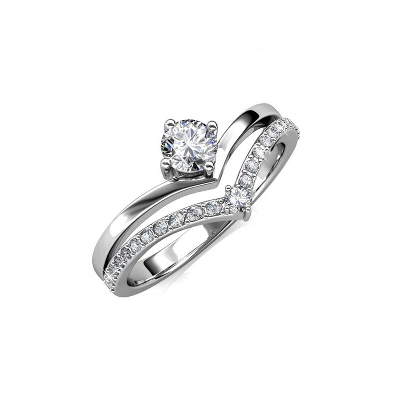Bague Zinnia - Argenté et Cristal