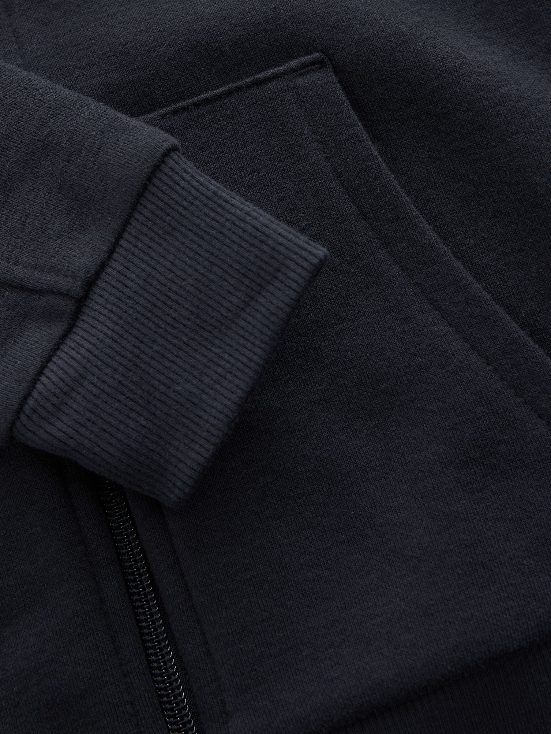 Donkerblauw - Effen hoodie met doorlopende rits (3-16 jr)