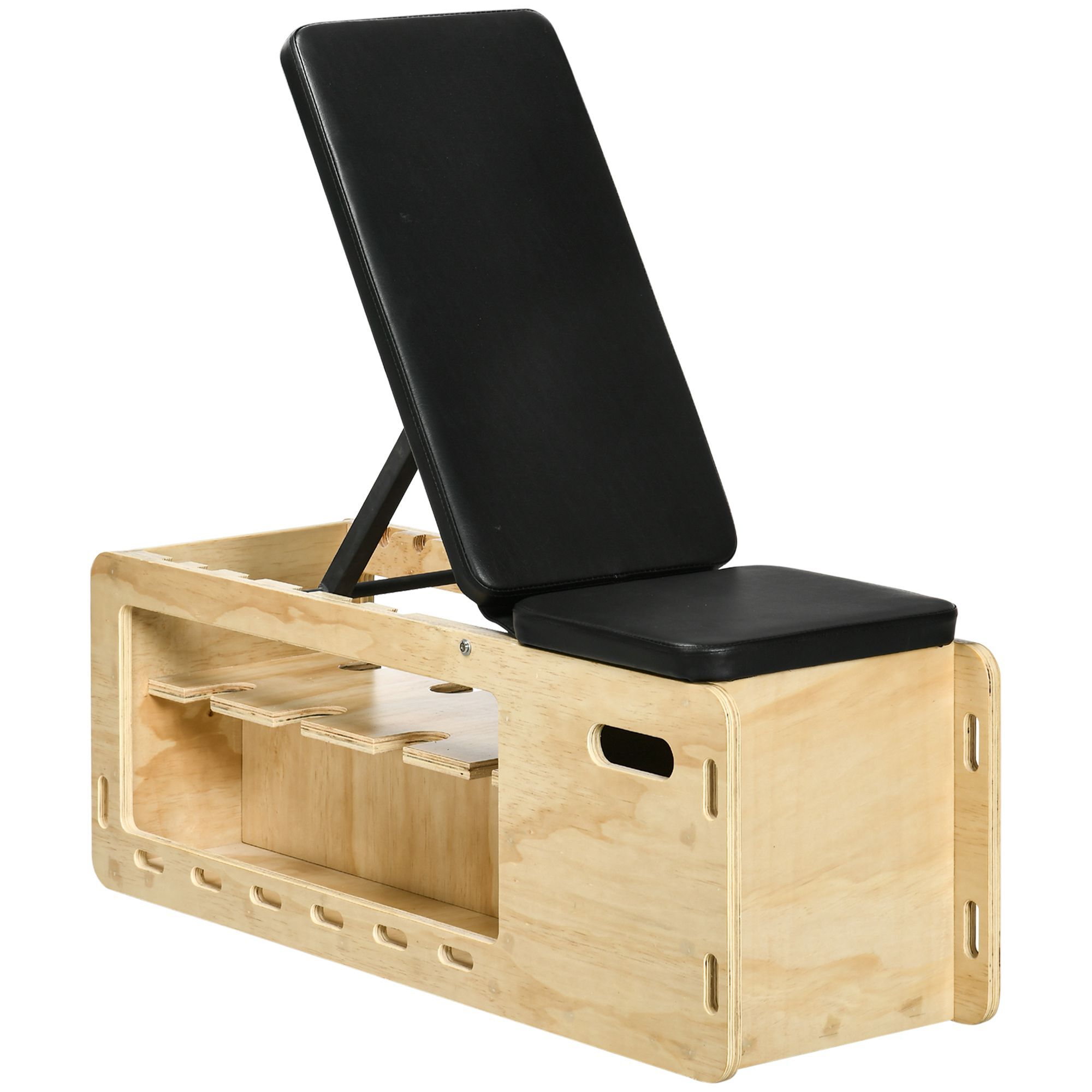 HOMCOM Hantelbank mit Hantelablage natur 110L x 35B x 43-107H cm