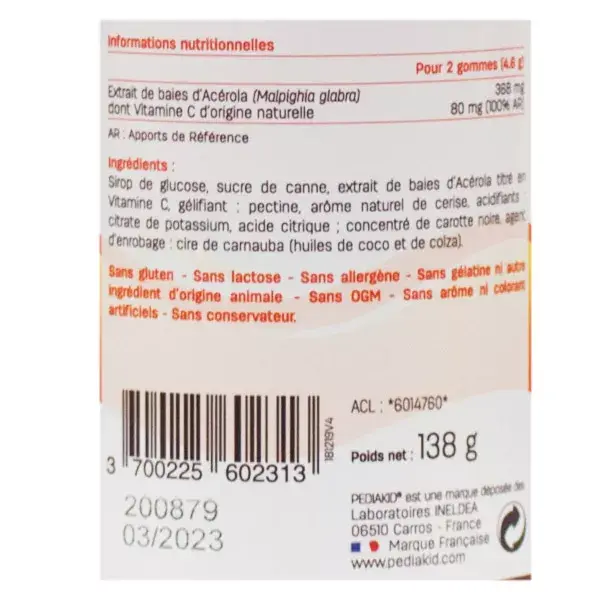 Pediakid Vitamina C em Gomas - 60 unidades