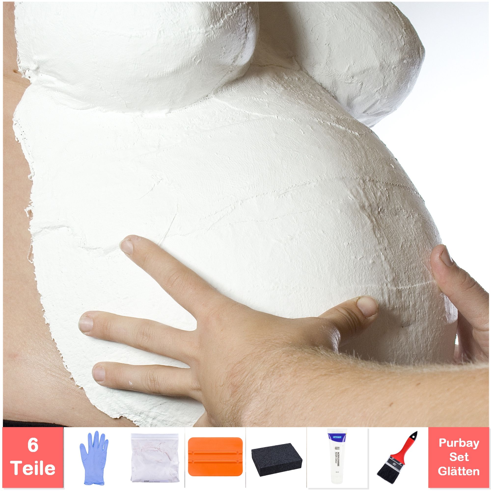 Purbay Premium Babybauch Gipsabdruck Set GLÄTTEN