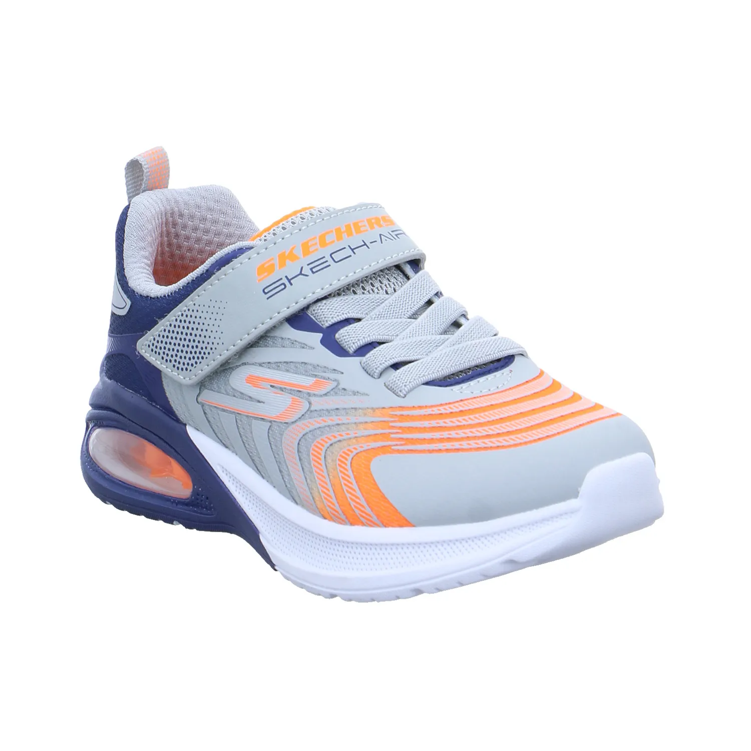 SKECHERS Jungen-Halbschuh Klett Hellgrau Lederimitat  Sneaker
