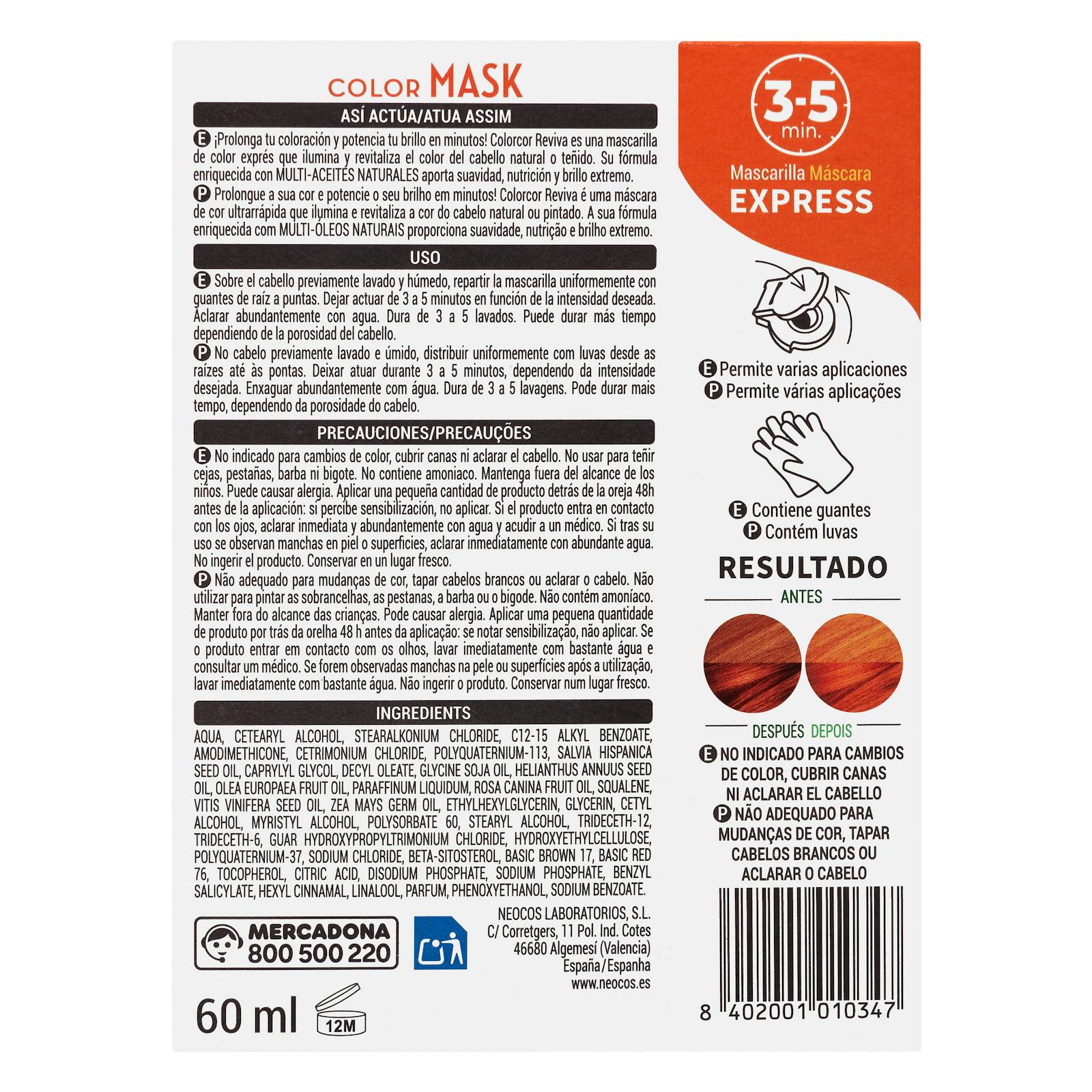 Masque capillaire couleur cuivre