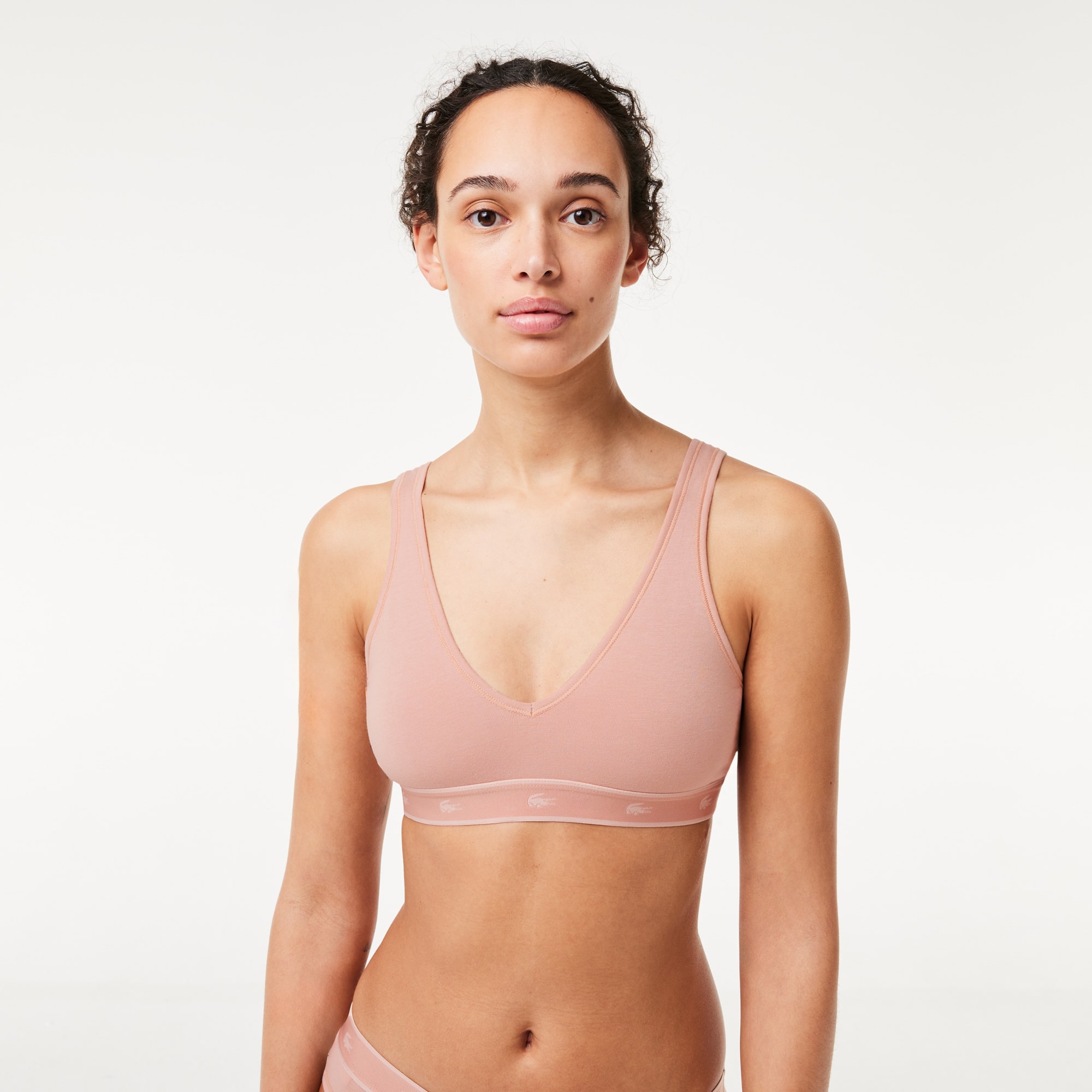 Brassière triangle en coton stretch Brassières - Rose - Lacoste - Femme
