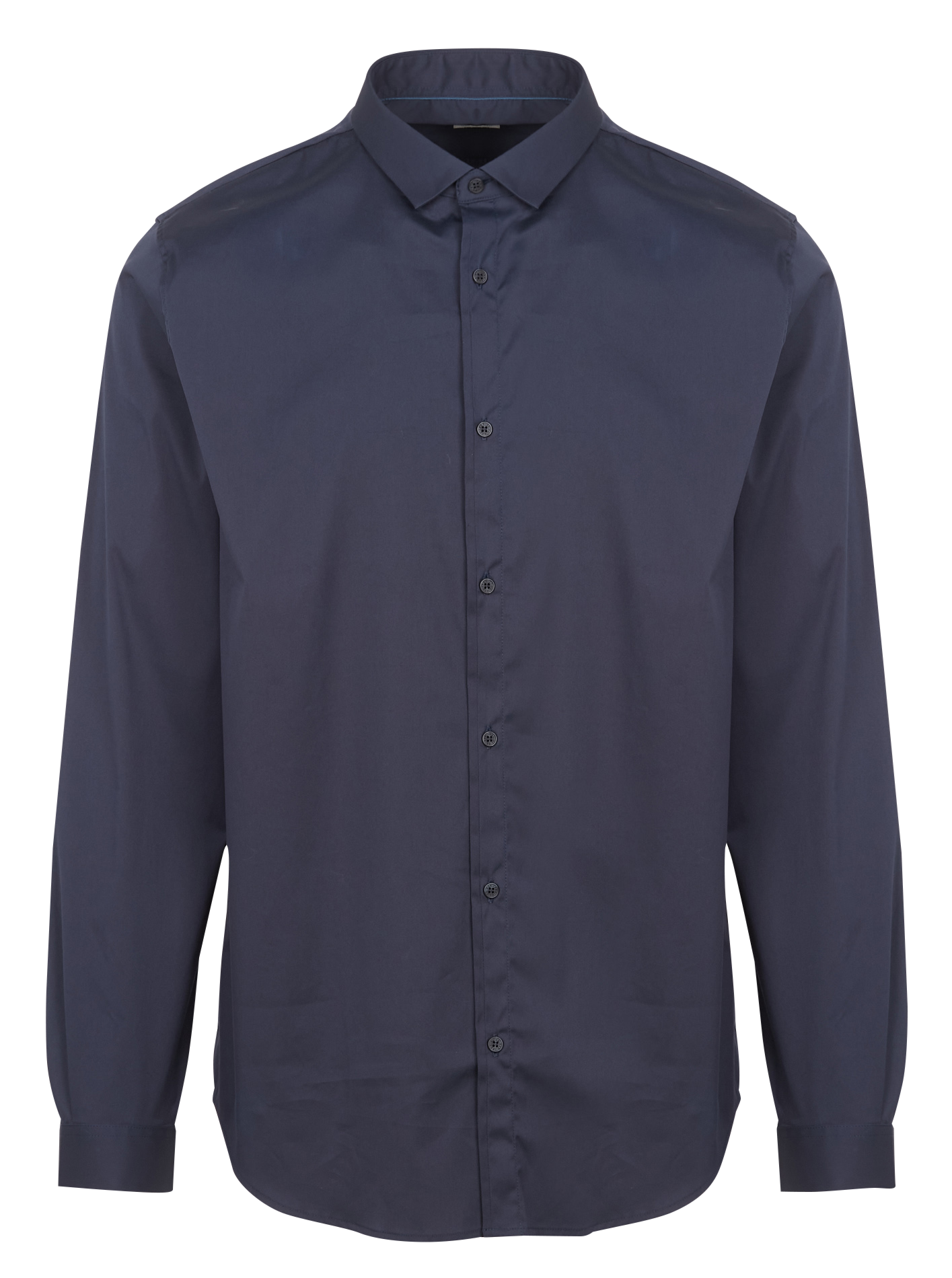 Chemise slim col classique en coton mélangé | Bleu