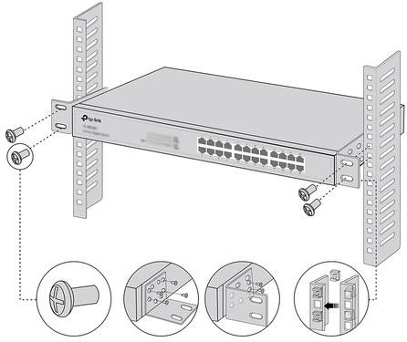 TP-Link - 13-inch Switches Rack Mount Kit - Switch - Zwart - Metaal