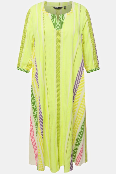 Kaftan, Ethnomuster, A-Linie, Tunika-Ausschnitt, 3/4-Arm