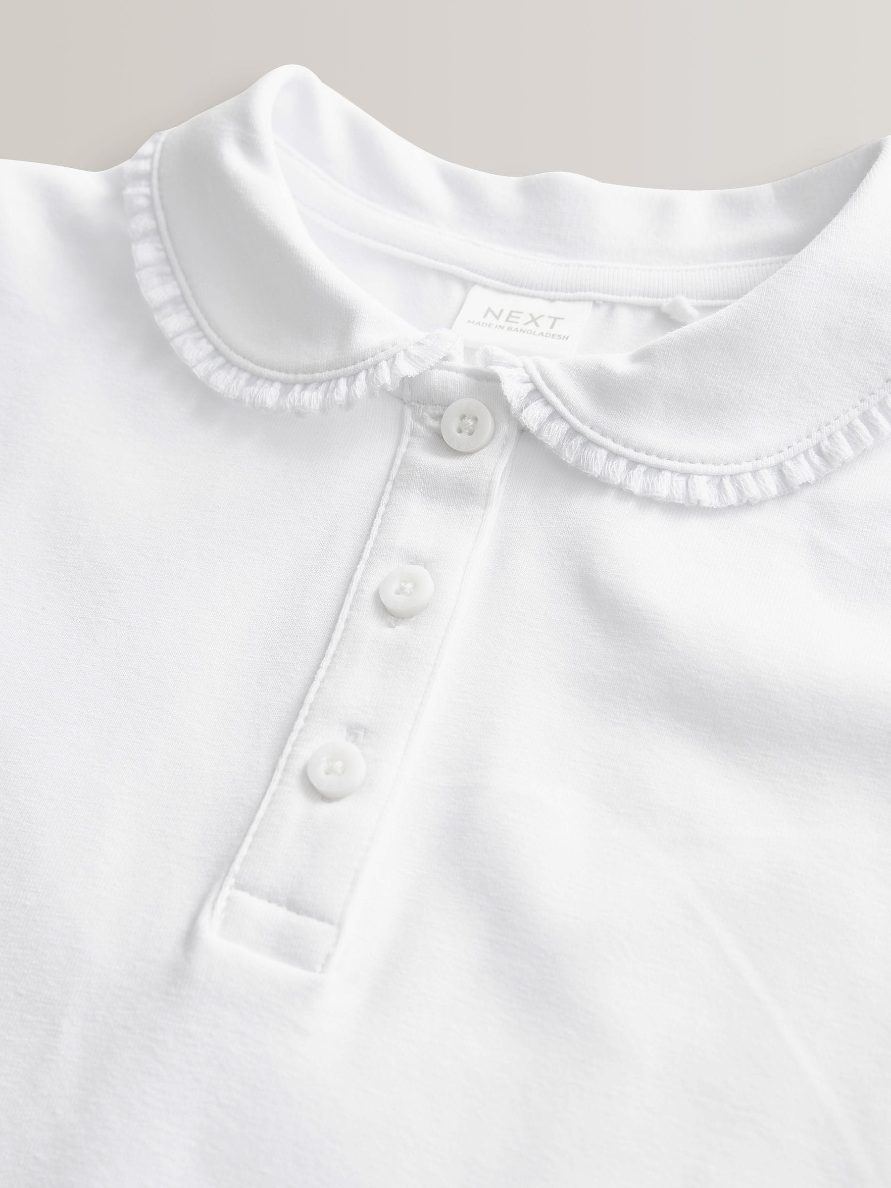 Wit - 2 Pack katoenen stretchy schoolpoloTops met rucheskraag (3-16jr)