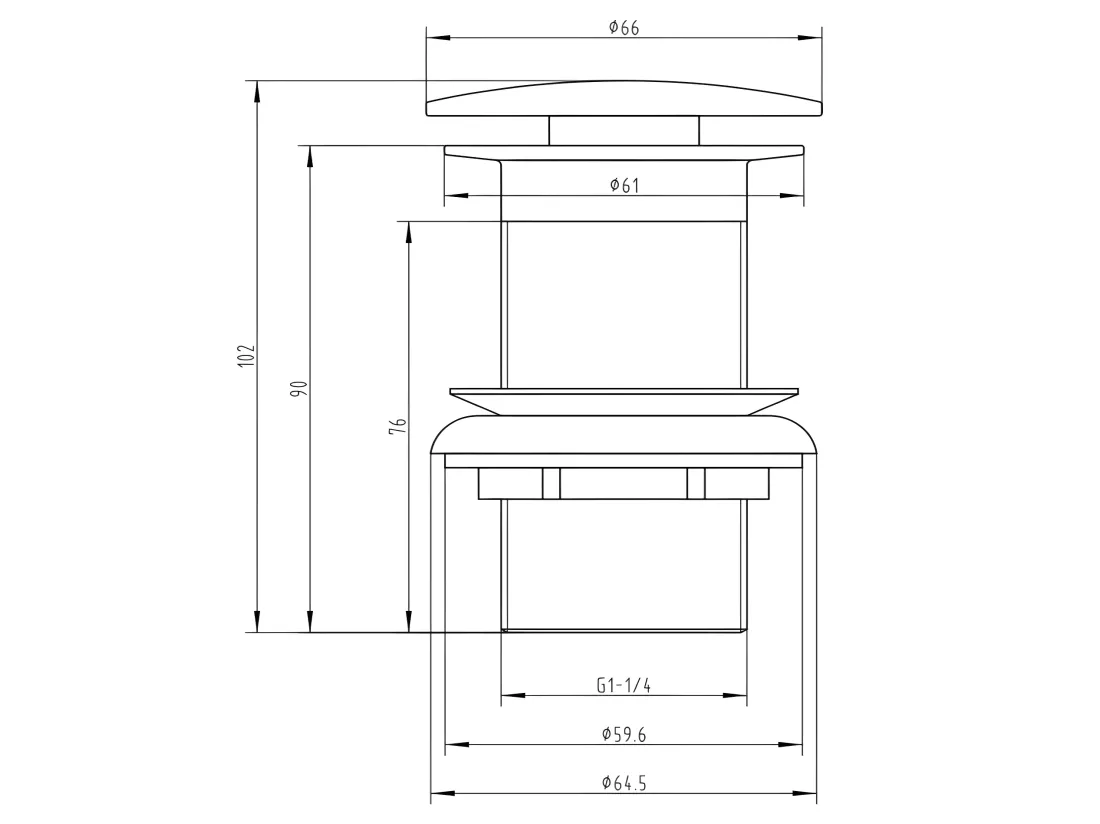 Bonde lavabo or brossé pour vasques sans trop-plein