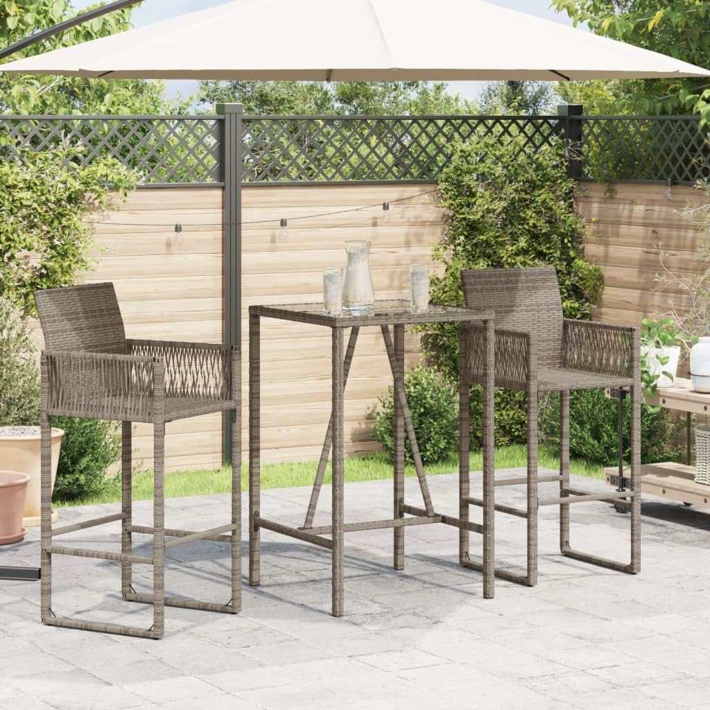 Garten-Bartisch Grau 70x70x110 cm Poly Rattan Bartisch, Bistrotisch Bartheke für Hausbar, Wohnzimmer und Esszimme