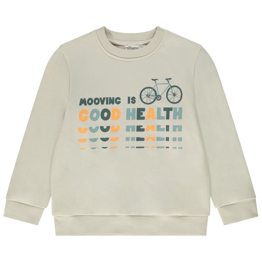Sweat en molleton uni print fantaisie pour garçon - Ecru