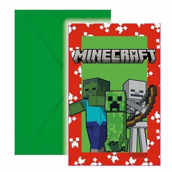 Decorata Party Convites e Envelopes para Festa (6UN) Minecraft
