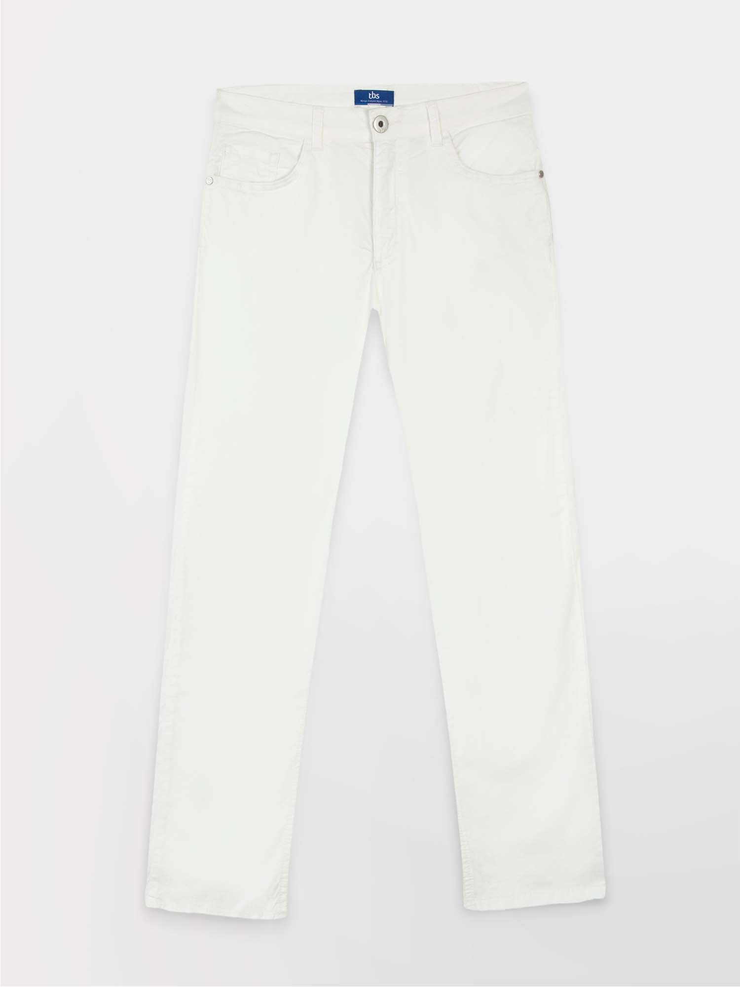 Pantalon Femme 7\/8 Coton Stretch Blanc