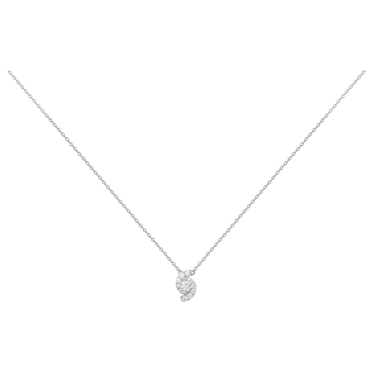 Collier mono-motif en Argent avec oxyde de zirconium blanc