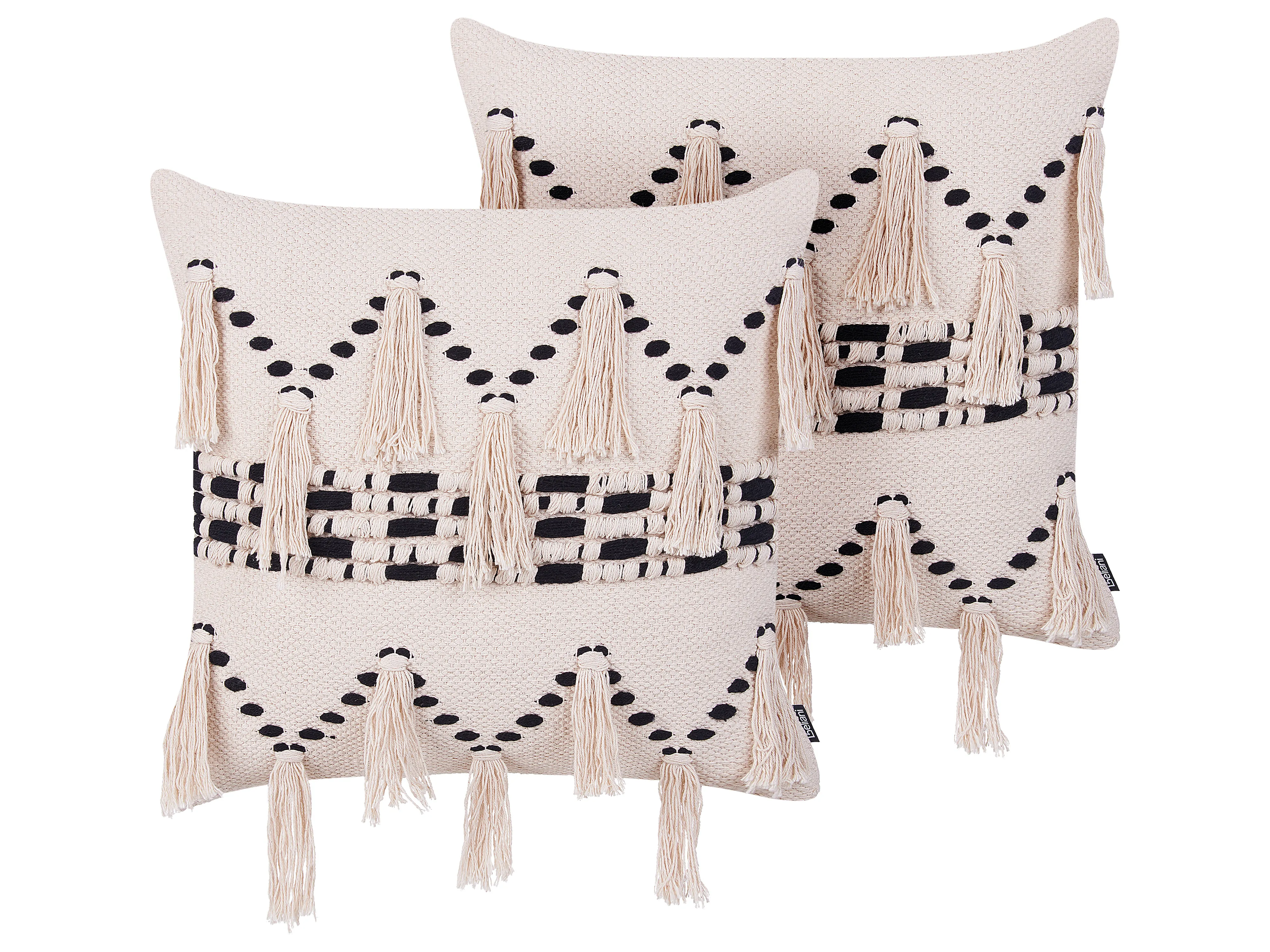 Set van 2 sierkussens THONDI Katoen 45 x 45 cm Beige gestreept