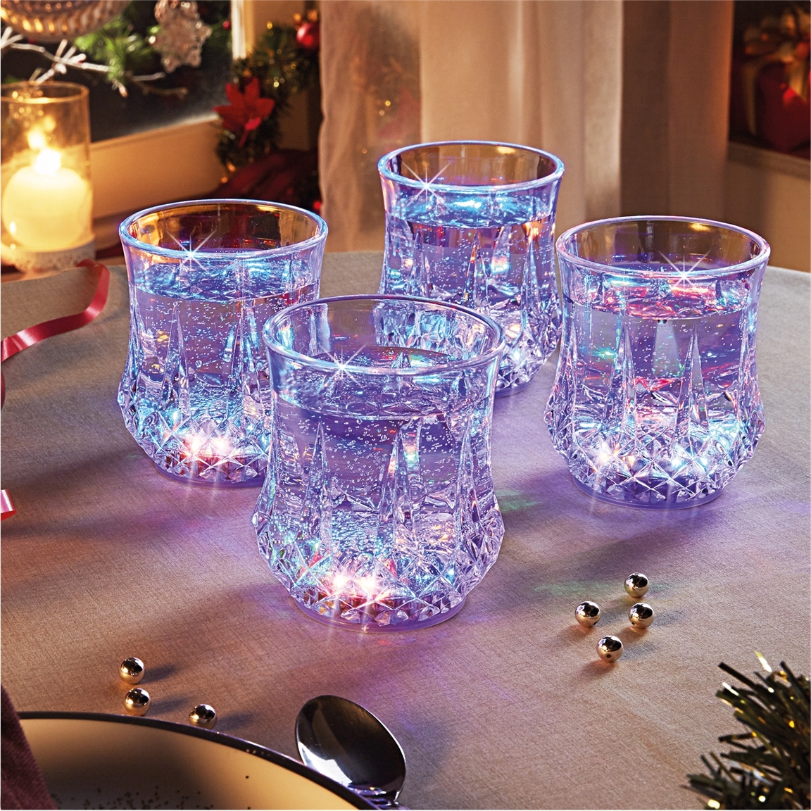 4 verres lumineux LED